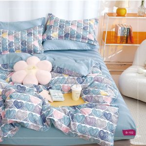 סט מצעים 100% כותנה דגם לבבות צבעוניים